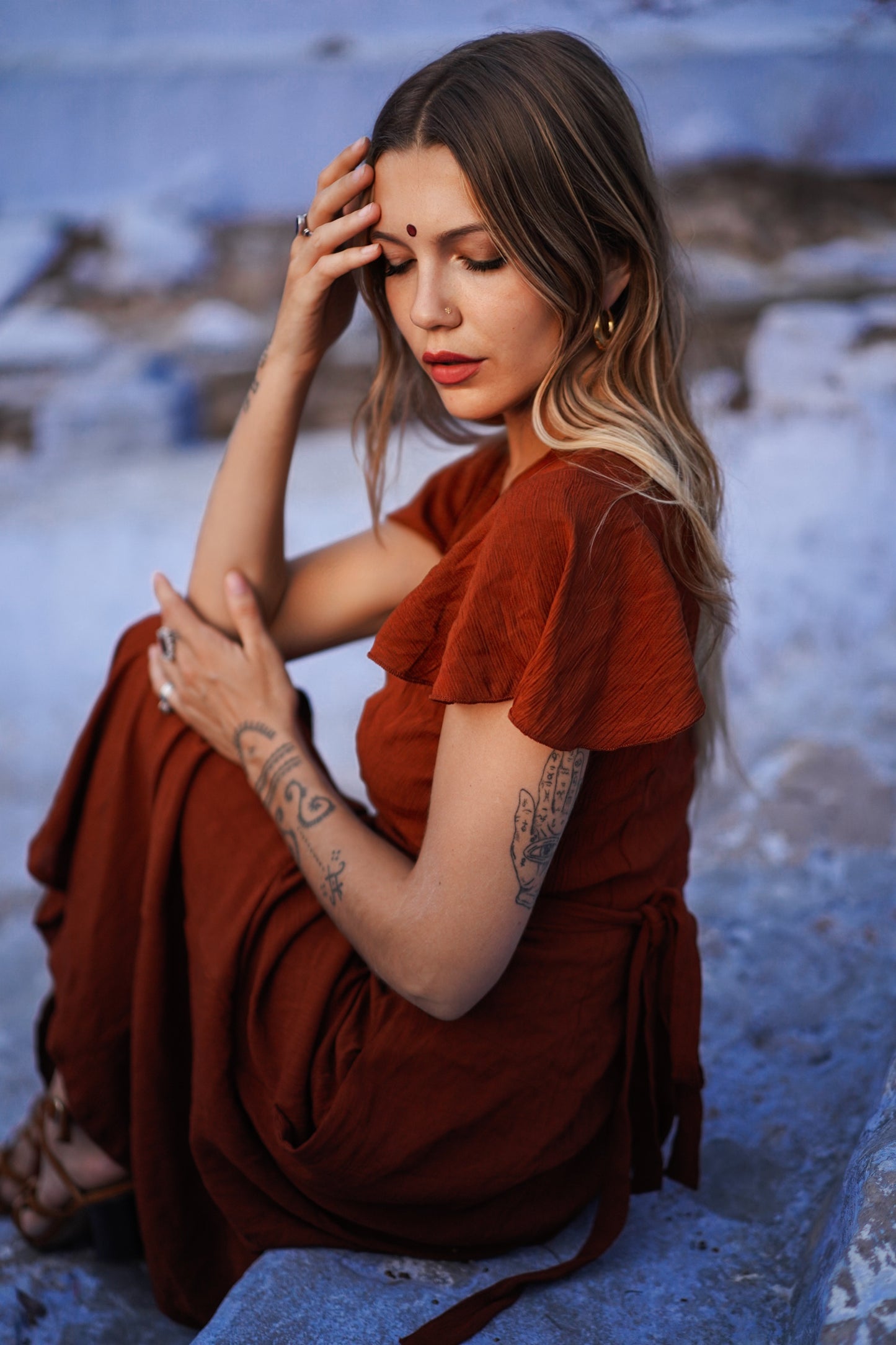 Robe cache cœur Chandra safran