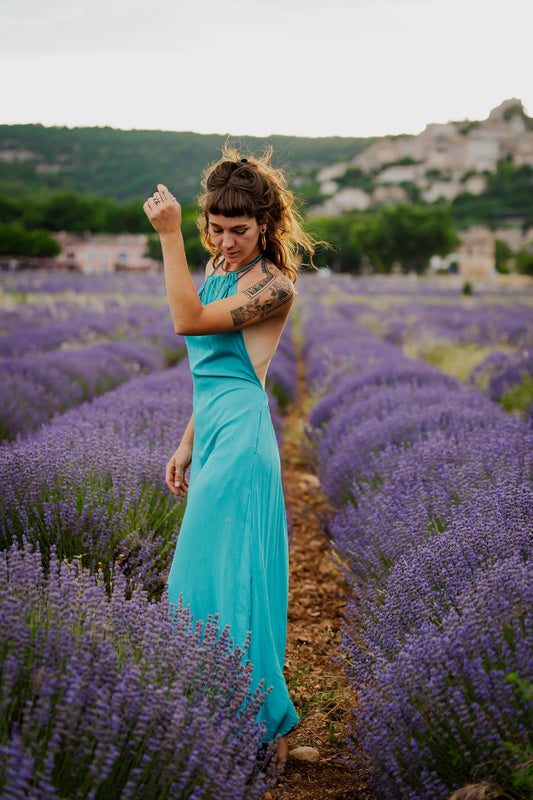 Robe Longue Néïs Bleue Turquoise